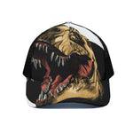 Tyrannosaurus Rex Head Print Black Mesh Trucker Cap