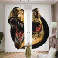 Tyrannosaurus Rex Head Print Dimout Pencil Pleat Curtains