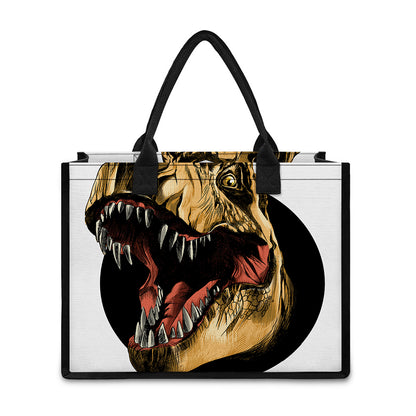 Tyrannosaurus Rex Head Print Canvas Tote Bag