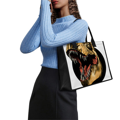 Tyrannosaurus Rex Head Print Canvas Tote Bag