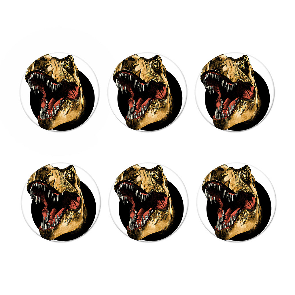 Tyrannosaurus Rex Head Print Coaster Set
