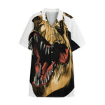 Tyrannosaurus Rex Head Print Cotton Hawaiian Shirt