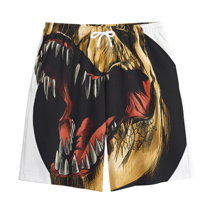 Tyrannosaurus Rex Head Print Cotton Shorts