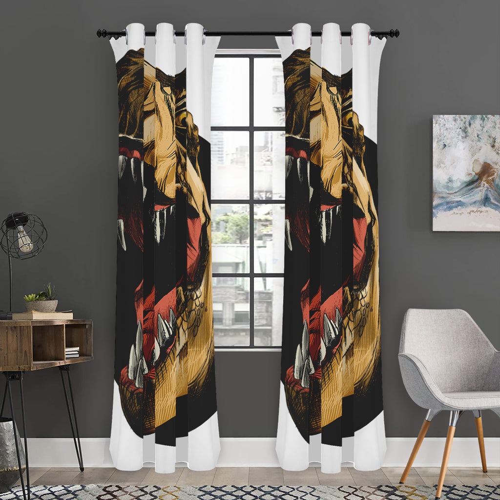 Tyrannosaurus Rex Head Print Curtain