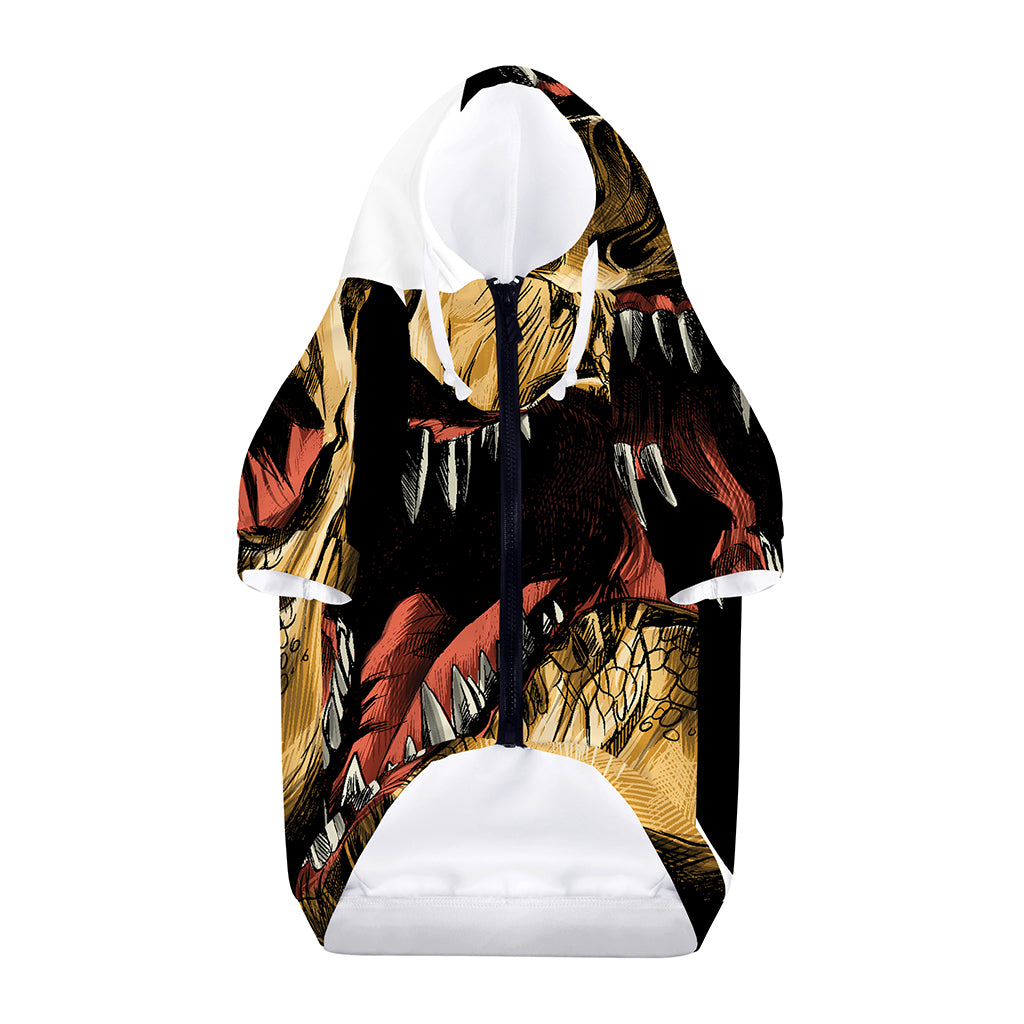 Tyrannosaurus Rex Head Print Dog Zip Up Hoodie