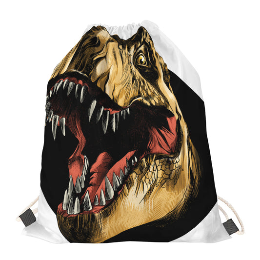 Tyrannosaurus Rex Head Print Drawstring Bag