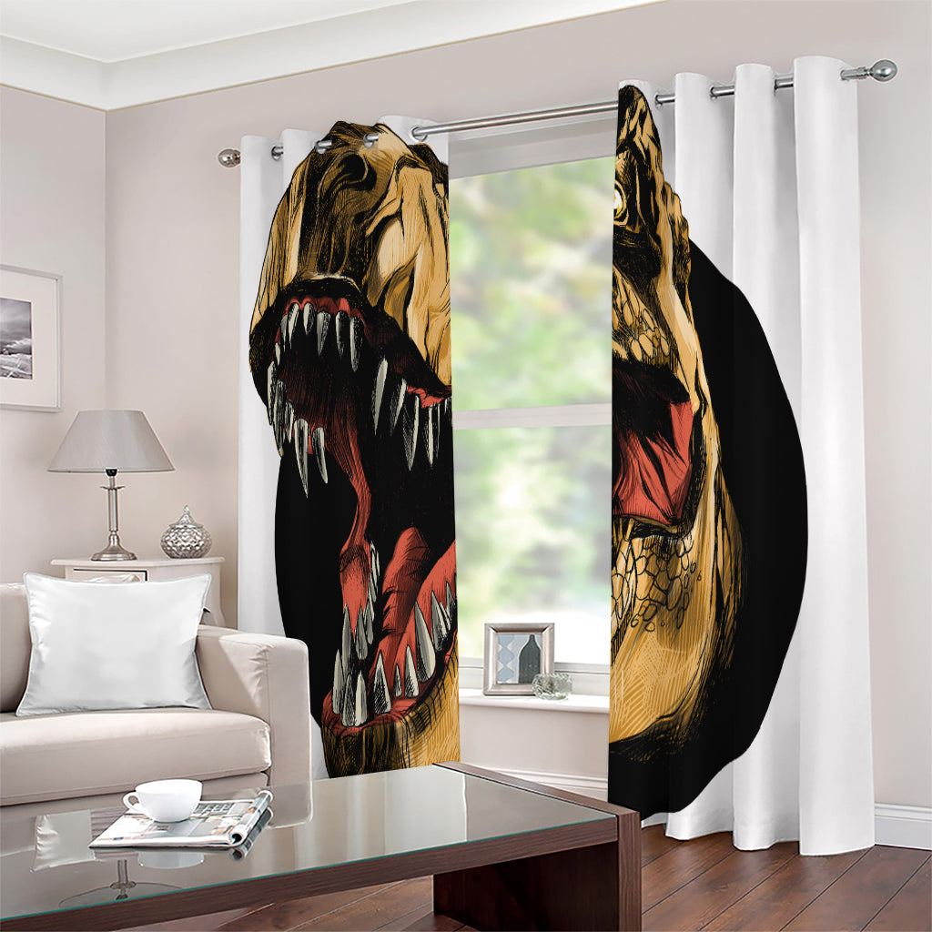 Tyrannosaurus Rex Head Print Extra Wide Grommet Curtains