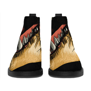 Tyrannosaurus Rex Head Print Flat Ankle Boots