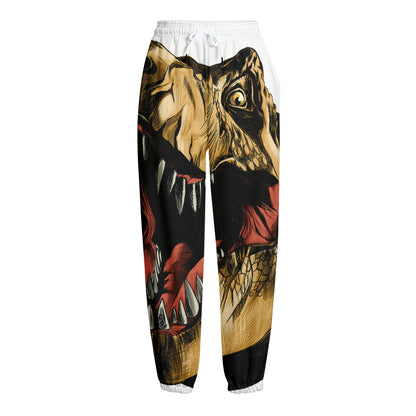 Tyrannosaurus Rex Head Print Fleece Lined Knit Pants