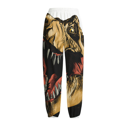 Tyrannosaurus Rex Head Print Fleece Lined Knit Pants