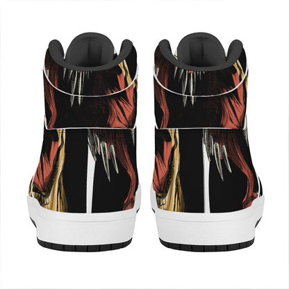 Tyrannosaurus Rex Head Print High Top Leather Sneakers