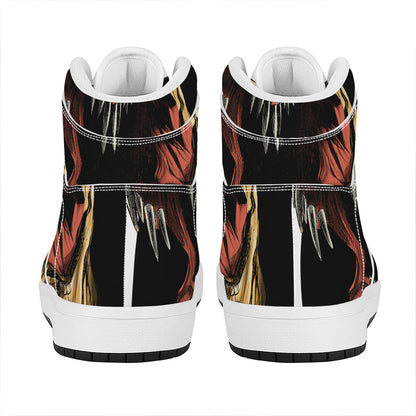 Tyrannosaurus Rex Head Print High Top Leather Sneakers