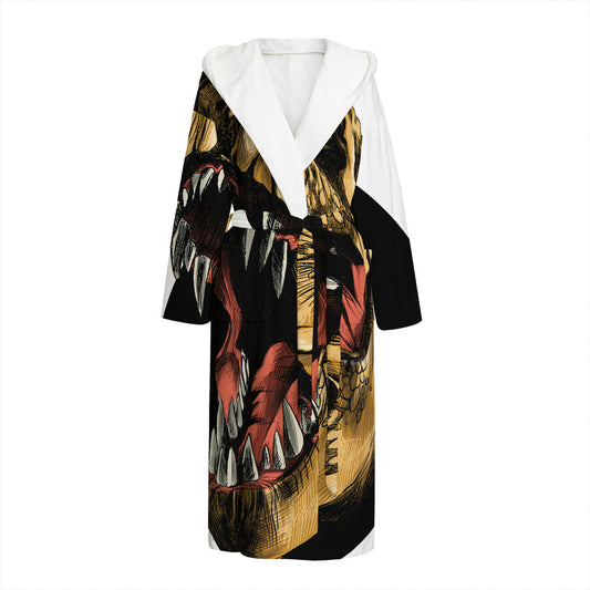 Tyrannosaurus Rex Head Print Hooded Bathrobe