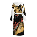 Tyrannosaurus Rex Head Print Hooded Bathrobe