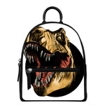 Tyrannosaurus Rex Head Print Leather Backpack