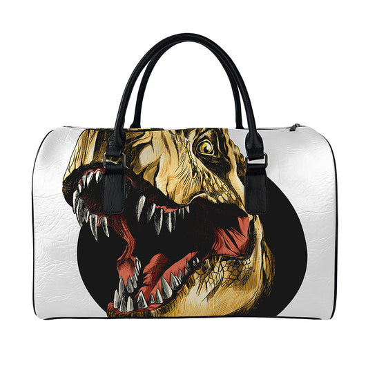 Tyrannosaurus Rex Head Print Leather Duffle Bag