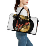 Tyrannosaurus Rex Head Print Leather Duffle Bag