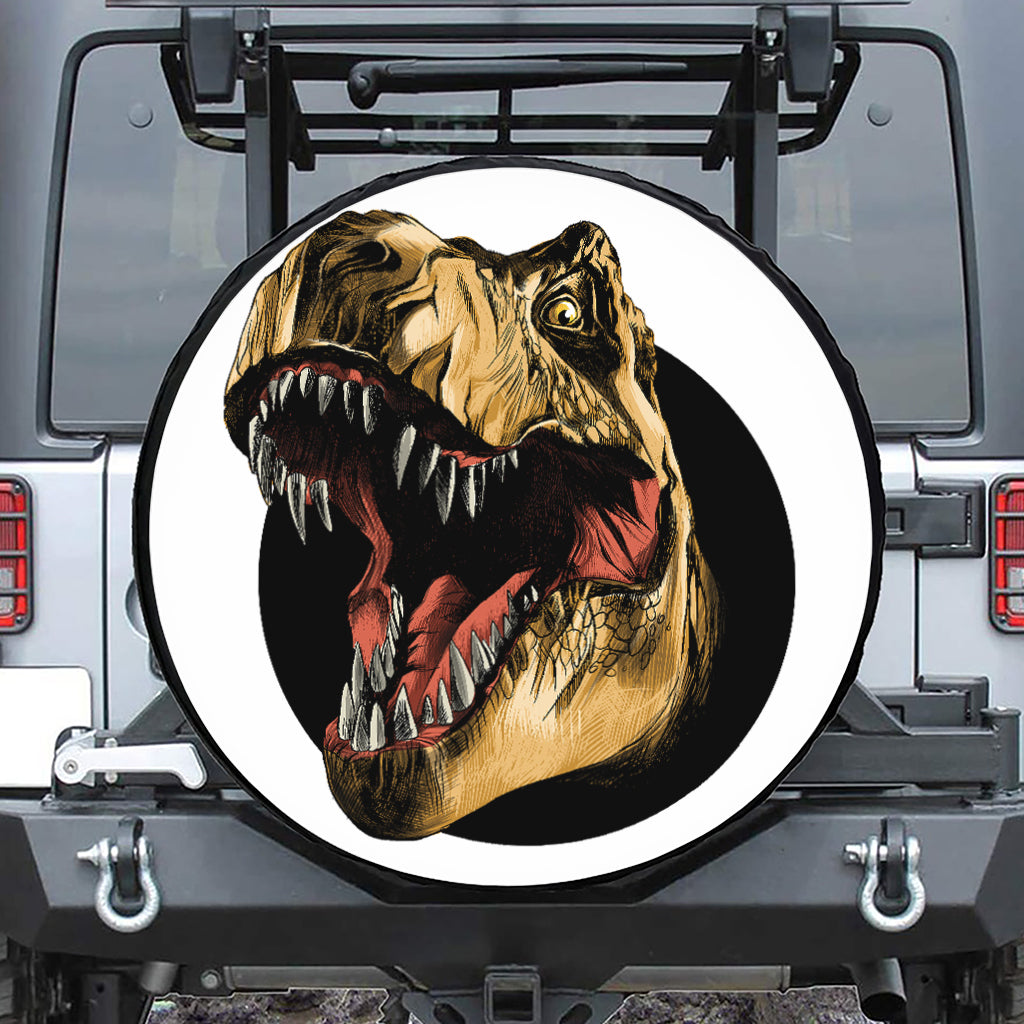 Tyrannosaurus Rex Head Print Leather Spare Tire Cover
