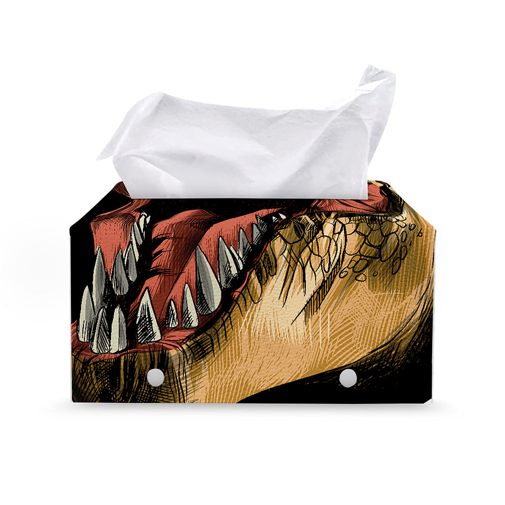 Tyrannosaurus Rex Head Print Leather Tissue Box Cover