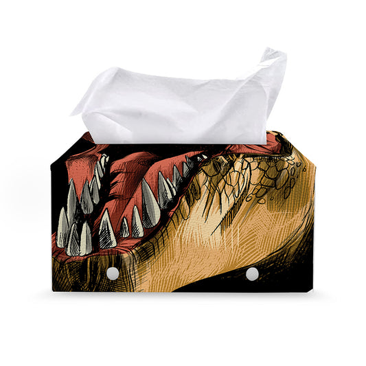 Tyrannosaurus Rex Head Print Leather Tissue Box Cover