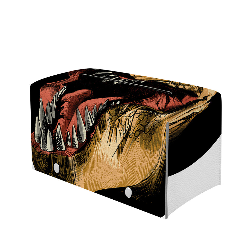 Tyrannosaurus Rex Head Print Leather Tissue Box Cover