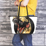 Tyrannosaurus Rex Head Print Leather Tote Bag