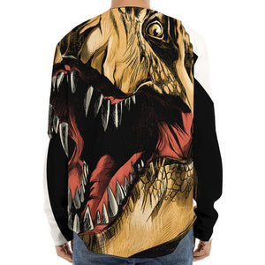 Tyrannosaurus Rex Head Print Long Sleeve Baseball Jersey