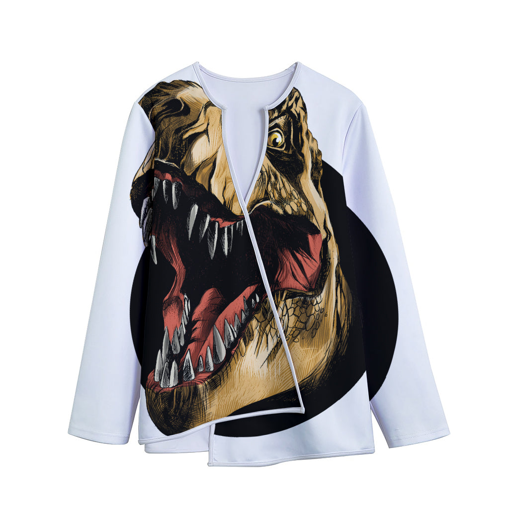 Tyrannosaurus Rex Head Print Long Sleeve Short Coat