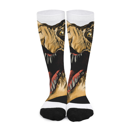 Tyrannosaurus Rex Head Print Long Socks