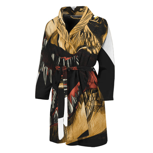 Tyrannosaurus Rex Head Print Men's Bathrobe