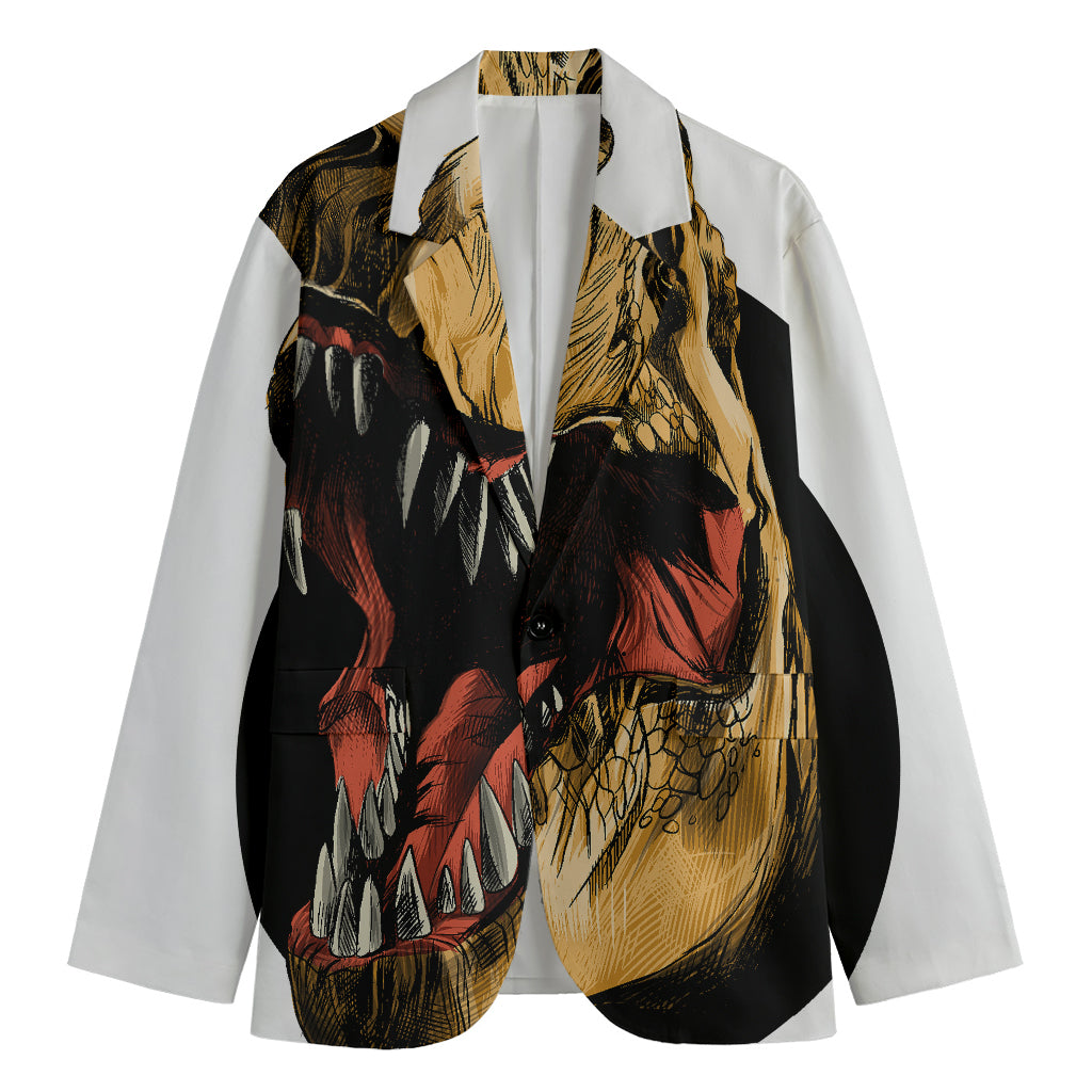 Tyrannosaurus Rex Head Print Men's Cotton Blazer