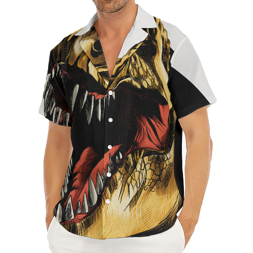 Tyrannosaurus Rex Head Print Men's Deep V-Neck Shirt