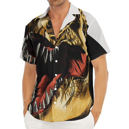 Tyrannosaurus Rex Head Print Men's Deep V-Neck Shirt