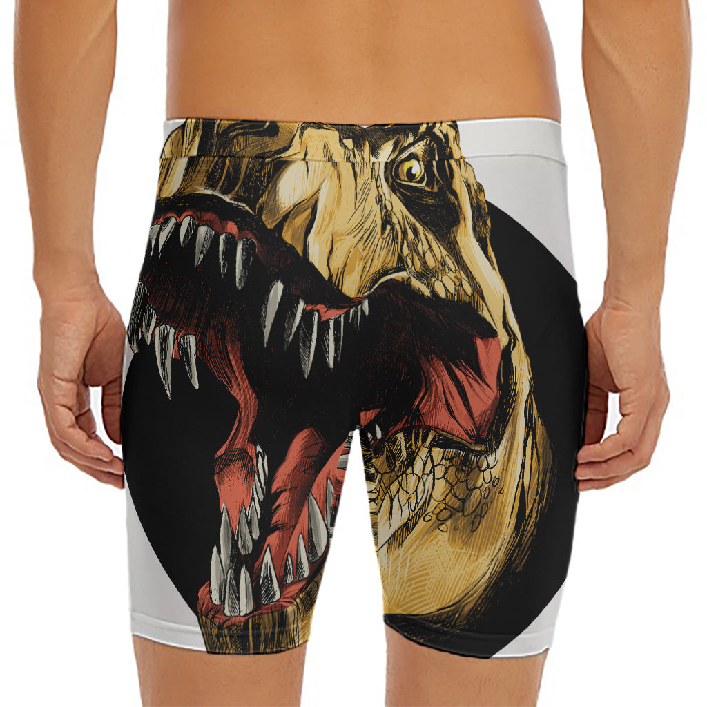 Tyrannosaurus Rex Head Print Men's Long Boxer Briefs