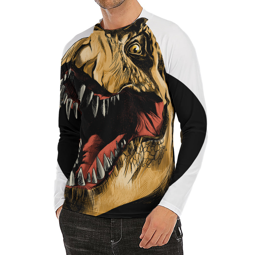 Tyrannosaurus Rex Head Print Men's Long Sleeve Rash Guard