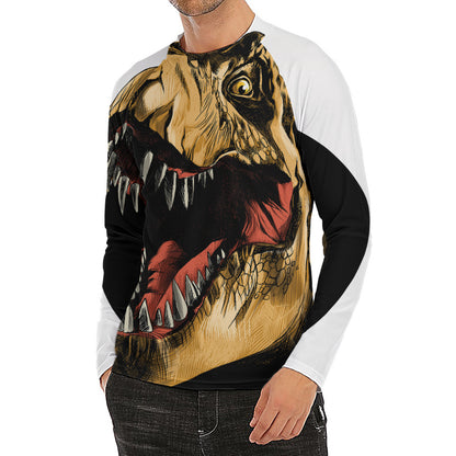 Tyrannosaurus Rex Head Print Men's Long Sleeve Rash Guard