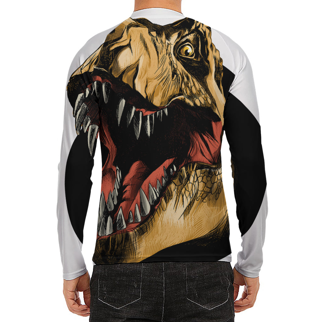 Tyrannosaurus Rex Head Print Men's Long Sleeve Rash Guard