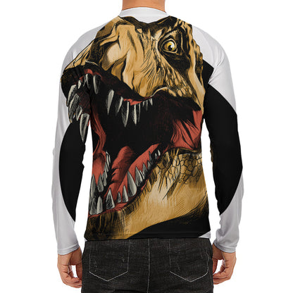 Tyrannosaurus Rex Head Print Men's Long Sleeve Rash Guard