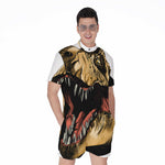 Tyrannosaurus Rex Head Print Men's Rompers