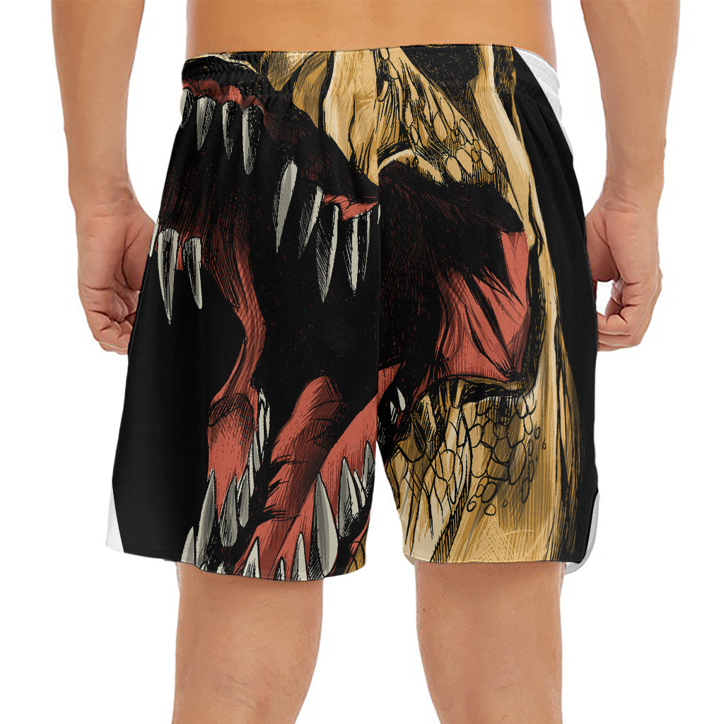 Tyrannosaurus Rex Head Print Men's Split Running Shorts