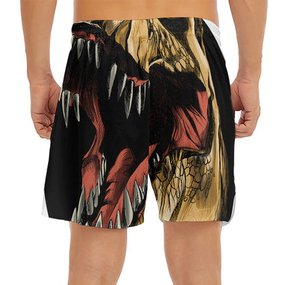 Tyrannosaurus Rex Head Print Men's Split Running Shorts