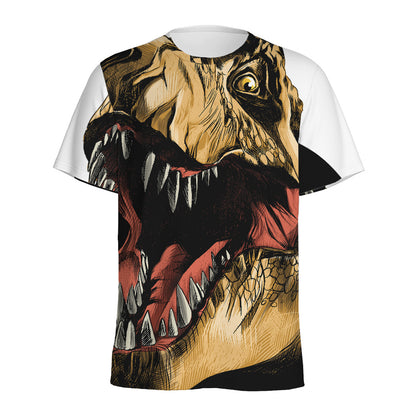 Tyrannosaurus Rex Head Print Men's Sports T-Shirt