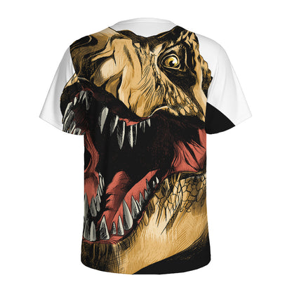 Tyrannosaurus Rex Head Print Men's Sports T-Shirt