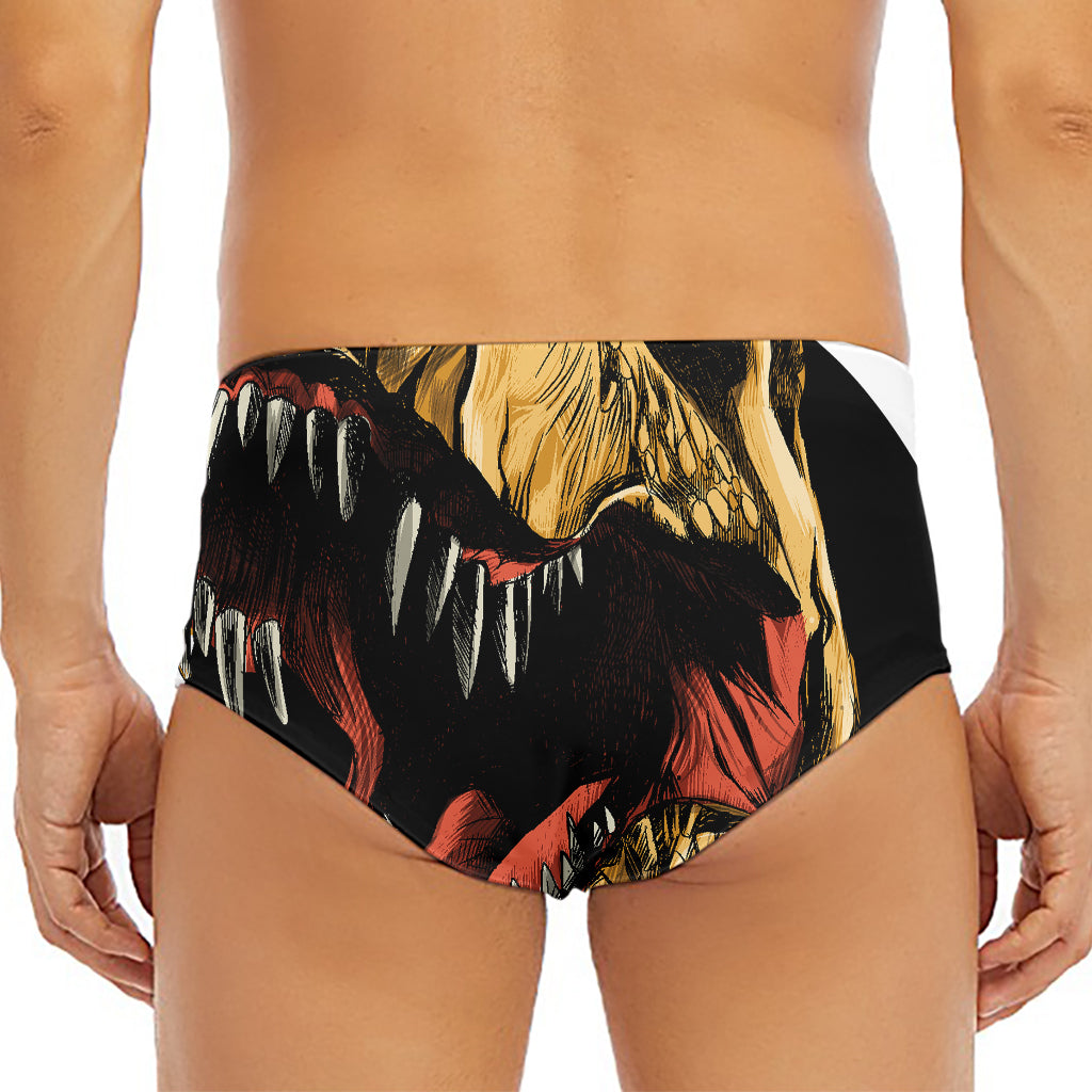 Tyrannosaurus Rex Head Print Men's Triangle Swim Briefs