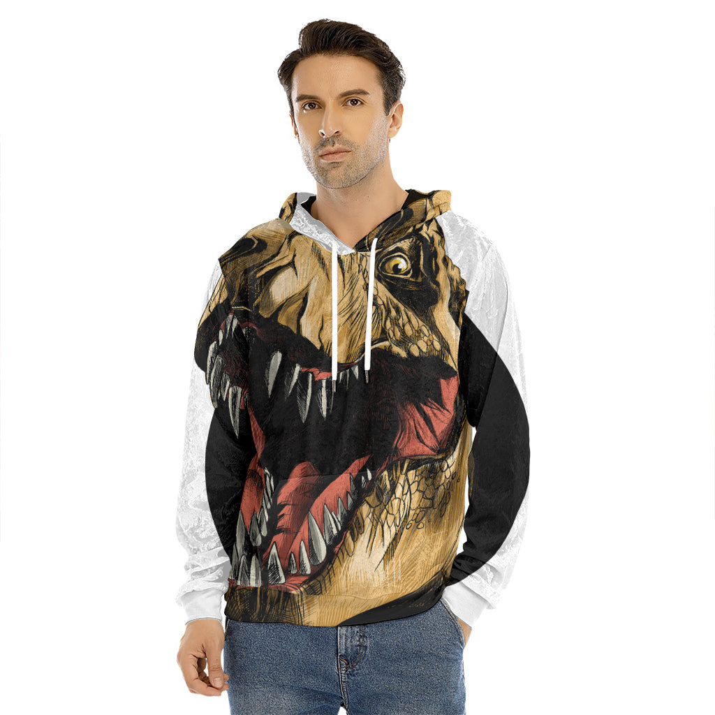 Tyrannosaurus Rex Head Print Men's Velvet Pullover Hoodie