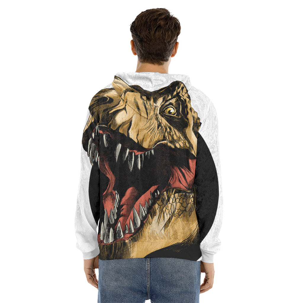 Tyrannosaurus Rex Head Print Men's Velvet Pullover Hoodie