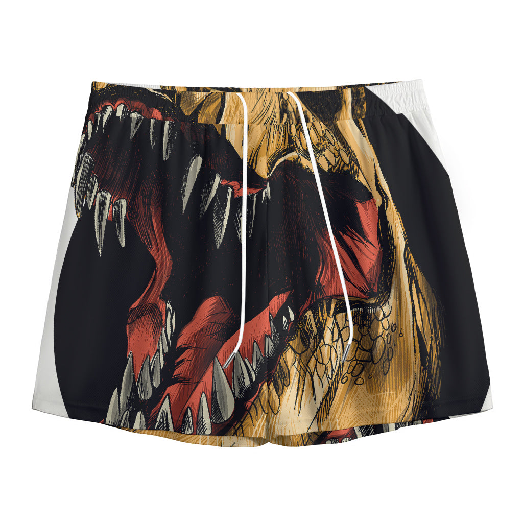 Tyrannosaurus Rex Head Print Mesh Shorts