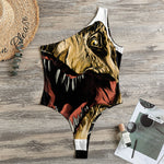 Tyrannosaurus Rex Head Print One Shoulder Bodysuit