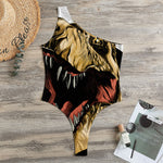 Tyrannosaurus Rex Head Print One Shoulder Bodysuit