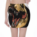 Tyrannosaurus Rex Head Print Pencil Mini Skirt
